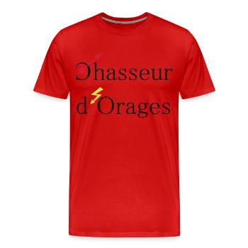 chasseur d'orages - T-shirt bio Premium Homme - rouge - Devant - Damien (186cm)
