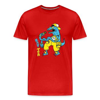 rapTor - Männer Premium Bio T-Shirt - Rot - Vorne - Damien (186cm)