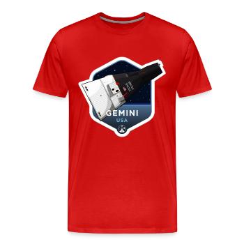 Série Space Race: GEMINI (gros caractères) - T-shirt bio Premium Homme - rouge - Devant - Damien (186cm)