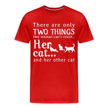 Son chat et son autre chat - T-shirt bio Premium Homme - rouge - Devant - Damien (186cm)