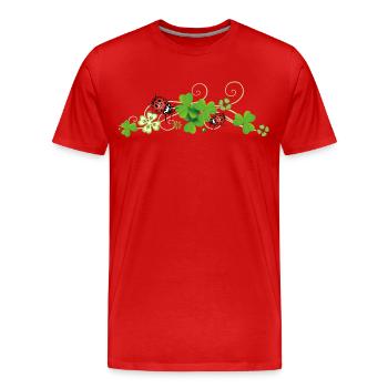 Trèfle, trèfle chanceux avec des coccinelles. - T-shirt bio Premium Homme - rouge - Devant - Damien (186cm)