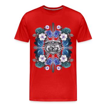 Sacré-Cœur de Jésus, Jésus-Christ, Rose Decor - T-shirt bio Premium Homme - rouge - Devant - Damien (186cm)