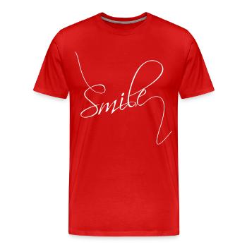 sourire | sourire | bonne humeur Typographie - T-shirt bio Premium Homme - rouge - Devant - Damien (186cm)
