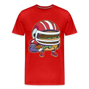 American Football Burger Player Cartoon Fan - Men's Premium Organic T-Shirt - red - Front - Damien (186cm)