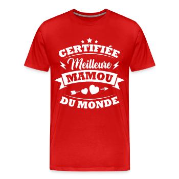 Certifiée meilleure mamou du monde - T-shirt bio Premium Homme - rouge - Devant - Damien (186cm)