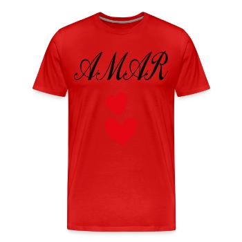 AMAR Corazón - T-shirt bio Premium Homme - rouge - Devant - Damien (186cm)
