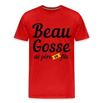 Beau gosse de père en fils - T-shirt bio Premium Homme - rouge - Devant - Damien (186cm)