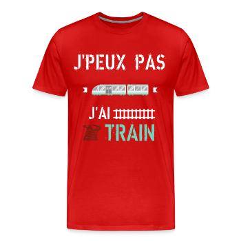 J Peux Pas J Ai Train - T-shirt bio Premium Homme - rouge - Devant - Damien (186cm)
