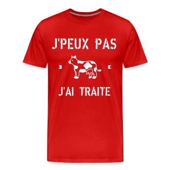 J Peux Pas J ai Traite - T-shirt bio Premium Homme - rouge - Devant - Damien (186cm)