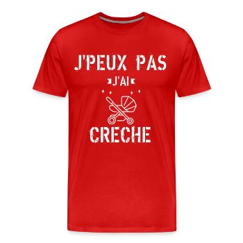 J Peux Pas J ai Crèche - T-shirt bio Premium Homme - rouge - Devant - Damien (186cm)