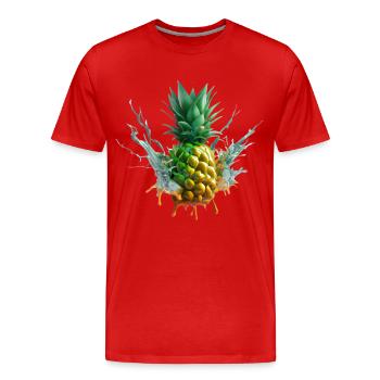 Farbenfrohe Ananas - Männer Premium Bio T-Shirt - Rot - Vorne - Damien (186cm)