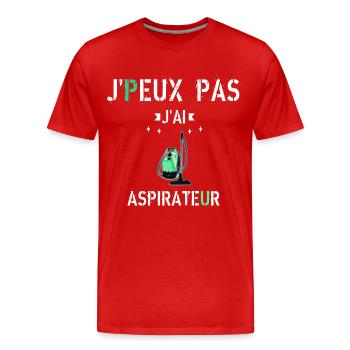 J Peux Pas J Ai Aspirateur - T-shirt bio Premium Homme - rouge - Devant - Damien (186cm)