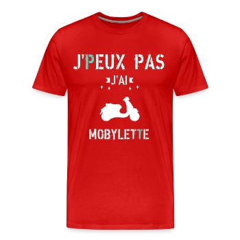 J Peux Pas J Ai Mobylette - T-shirt bio Premium Homme - rouge - Devant - Damien (186cm)