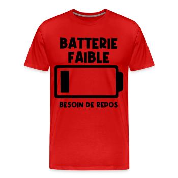 Batterie faible - T-shirt bio Premium Homme - rouge - Devant - Damien (186cm)