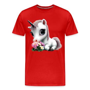 Joli bouquet d’odeurs de licorne - T-shirt bio Premium Homme - rouge - Devant - Damien (186cm)