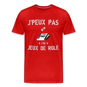 J Peux Pas J ai Jeux de Rôle - T-shirt bio Premium Homme - rouge - Devant - Damien (186cm)