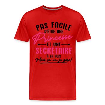 Princesse et Secrétaire - T-shirt bio Premium Homme - rouge - Devant - Damien (186cm)