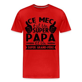 Super papa et Super grand-père - T-shirt bio Premium Homme - rouge - Devant - Damien (186cm)