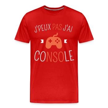 J Peux Pas J ai Console - T-shirt bio Premium Homme - rouge - Devant - Damien (186cm)