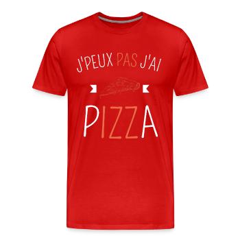 J peux pas j ai pizza - T-shirt bio Premium Homme - rouge - Devant - Damien (186cm)
