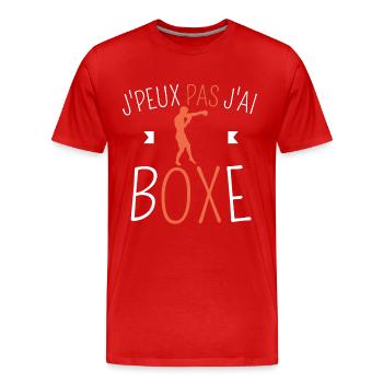 J peux pas j ai boxe - T-shirt bio Premium Homme - rouge - Devant - Damien (186cm)