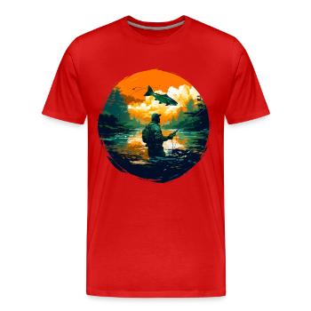 Truite pêcheuse - T-shirt bio Premium Homme - rouge - Devant - Damien (186cm)