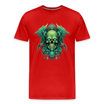 skull skull skeleton darkness gloomy - Men's Premium Organic T-Shirt - red - Front - Damien (186cm)