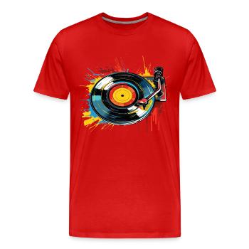 Disque Vinyle LP Platine Rétro - T-shirt bio Premium Homme - rouge - Devant - Damien (186cm)