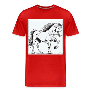 Horse, Horses, Pony, Stallion, Ross, Horse - Men's Premium Organic T-Shirt - red - Front - Damien (186cm)