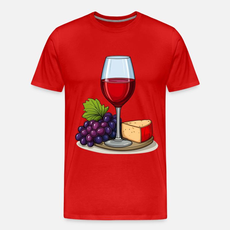 Rotwein mit Käse - Männer Premium Bio T-Shirt - Rot