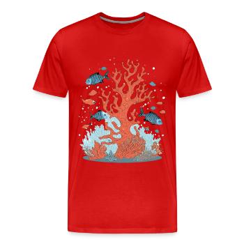 Récif corallien avec poissons dans la mer - T-shirt bio Premium Homme - rouge - Devant - Damien (186cm)