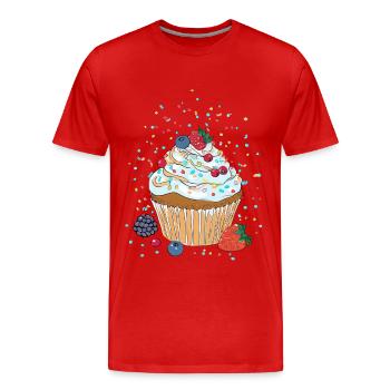 Cupcake oder Muffin mit Creme, Beeren und Streusel - Männer Premium Bio T-Shirt - Rot - Vorne - Damien (186cm)