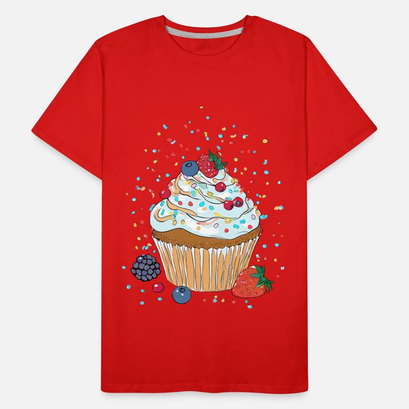 Cupcake oder Muffin mit Creme, Beeren und Streusel Männer Premium Bio T-Shirt