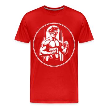 Starker Franzose - Design für muskulöse Franzosen - Männer Premium Bio T-Shirt - Rot - Vorne - Damien (186cm)