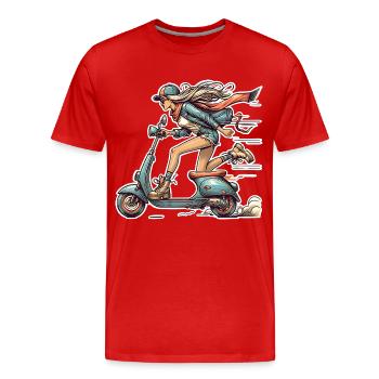 Scooter Cyclomoteur Scooter - T-shirt bio Premium Homme - rouge - Devant - Damien (186cm)