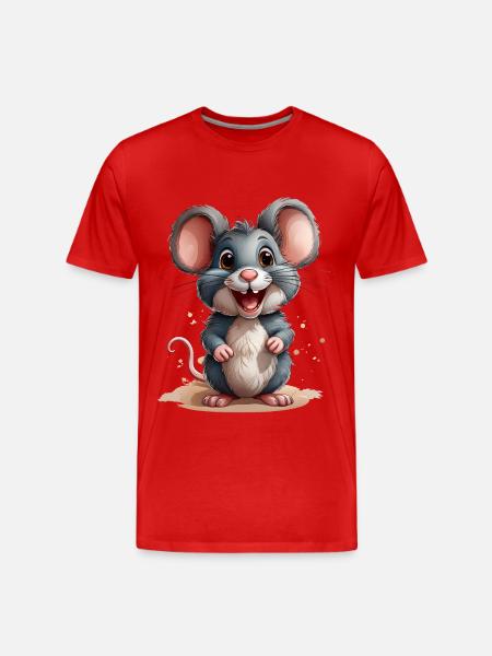 Cute Crazy Mouse - Men's Premium Organic T-Shirt - red