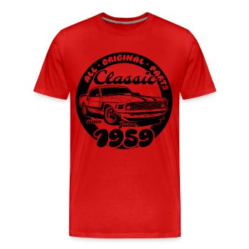 66th Birthday - Classic Musclecar 06/1959 - Men's Premium Organic T-Shirt - red - Front - Damien (186cm)
