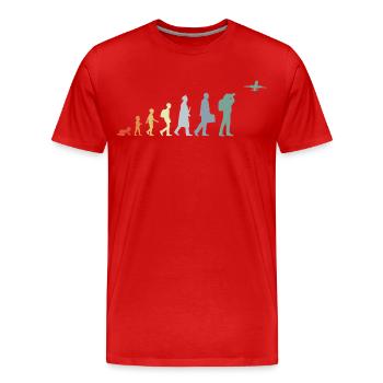 Airplane Observer Evolution - Men's Premium Organic T-Shirt - red - Front - Damien (186cm)