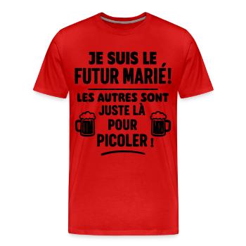 Je suis le futur marié, EVG,enterrement vie garçon - T-shirt bio Premium Homme - rouge - Devant - Damien (186cm)