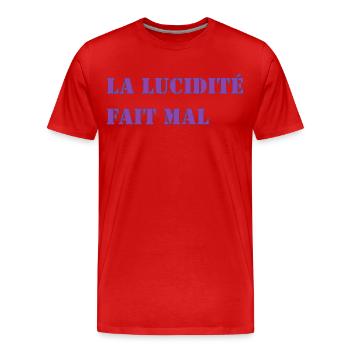 LUZIDITÄT TUT WEH - Männer Premium Bio T-Shirt - Rot - Vorne - Damien (186cm)