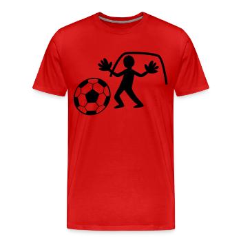 GARDIEN avec des gants sauver la balle - T-shirt bio Premium Homme - rouge - Devant - Damien (186cm)