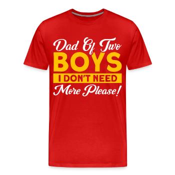 Vintage Vater Papa Zwei Jungen - Männer Premium Bio T-Shirt - Rot - Vorne - Damien (186cm)