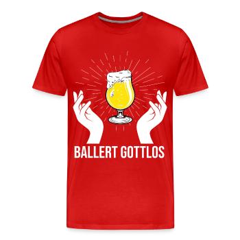 Ballert Gottlos Bier Saufen Biere Biergarten - Männer Premium Bio T-Shirt - Rot - Vorne - Damien (186cm)
