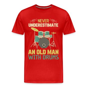 Alter Mann mit Trommel - Männer Premium Bio T-Shirt - Rot - Vorne - Damien (186cm)