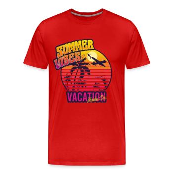 Retro Surfer Sommer Palmen Strand Sonne Urlaub - Männer Premium Bio T-Shirt - Rot - Vorne - Damien (186cm)