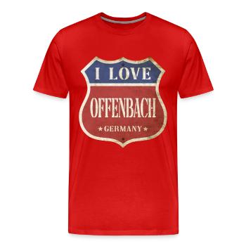Offenbach Deutschland Stadt I Love Vintage Retro - Männer Premium Bio T-Shirt - Rot - Vorne - Damien (186cm)