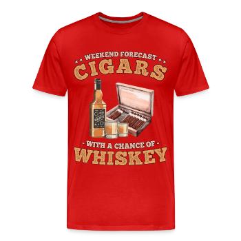 Weekend Forecast Cigars with a Chance of Whiskey - Men's Premium Organic T-Shirt - red - Front - Damien (186cm)