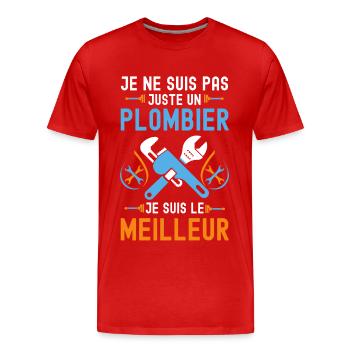 Meilleur plombier 1 - T-shirt bio Premium Homme - rouge - Devant - Damien (186cm)