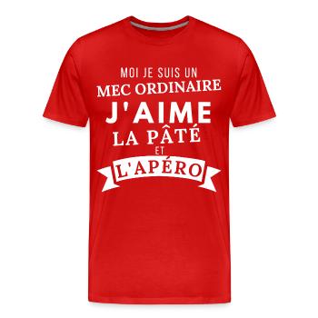 J'aime le pâté et l' apéro humour homme cadeau - T-shirt bio Premium Homme - rouge - Devant - Damien (186cm)