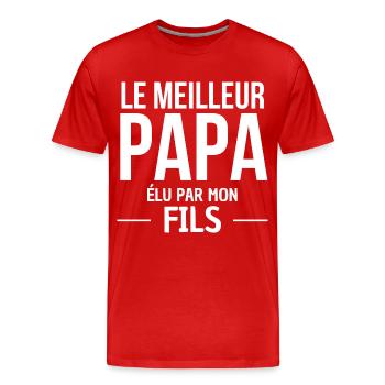 Meilleur papa par son fils cadeau fête des pères - T-shirt bio Premium Homme - rouge - Devant - Damien (186cm)